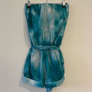 Guess Watercolor Vibrant Short Romper Turquoise Y2K Size Small